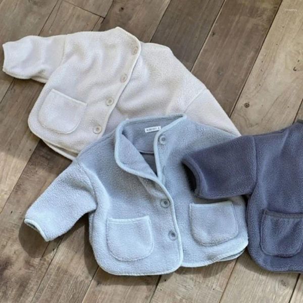 Jacken Koreanische Infant Fleece Mantel Frühling Solide Halb Hohe Kragen Winddicht Warme kinder Kleidung Mode Lässig Baby Jungen Oberbekleidung