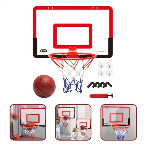 Sicurezza dei bambini al coperto Gioco divertente per bambini Mini esercizio a casa Canestro da basket Set Telaio da parete Supporto Cesto di sollevamento Appeso tabellone 240118