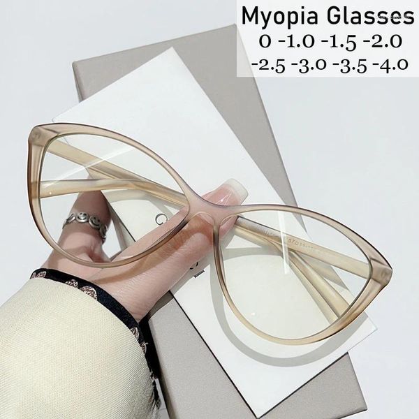 Женские солнцезащитные очки с защитой от синего луча, очки для близорукости, модные дизайнерские очки «кошачий глаз» с коротким зрением, очки по рецепту, минус диоптрии, от 0 до -4,0