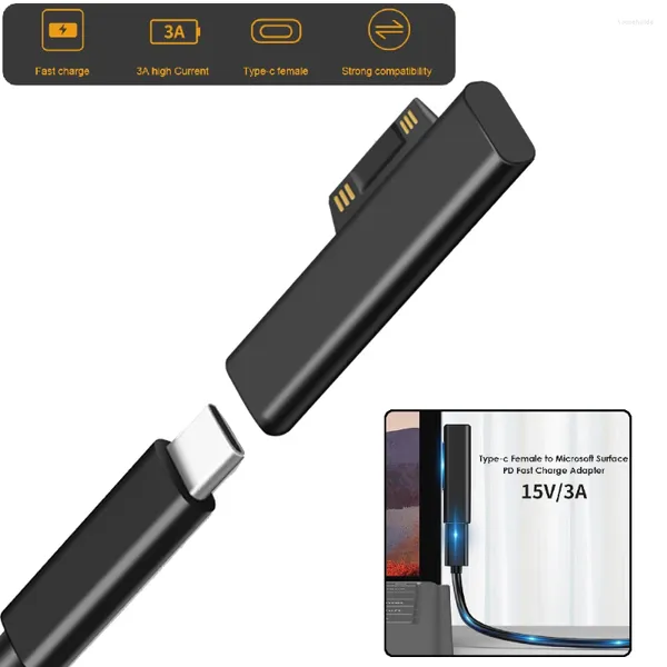 Cavi per computer per Microsoft Surface Pro X 8 7 6 5 4 3 Go Book a USB tipo C PD adattatore per caricabatterie convertitore spina a ricarica rapida per tablet