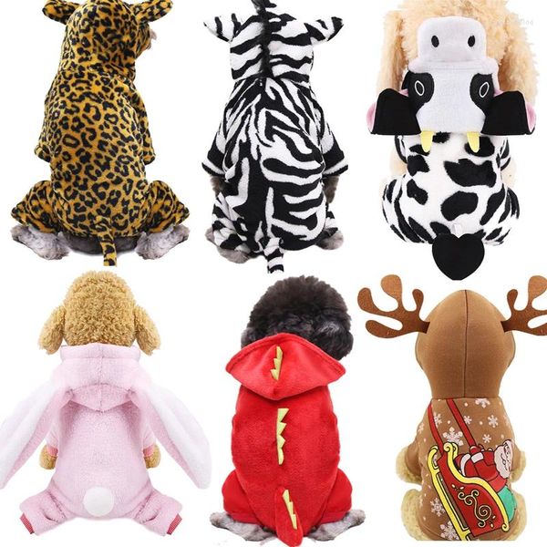 Vestuário para cães Pet Halloween Roupas Cães Casaco Jaqueta Hoodies Quente Flanela Macacão Bonito Roupas de Dinossauro Pequeno Traje Médio