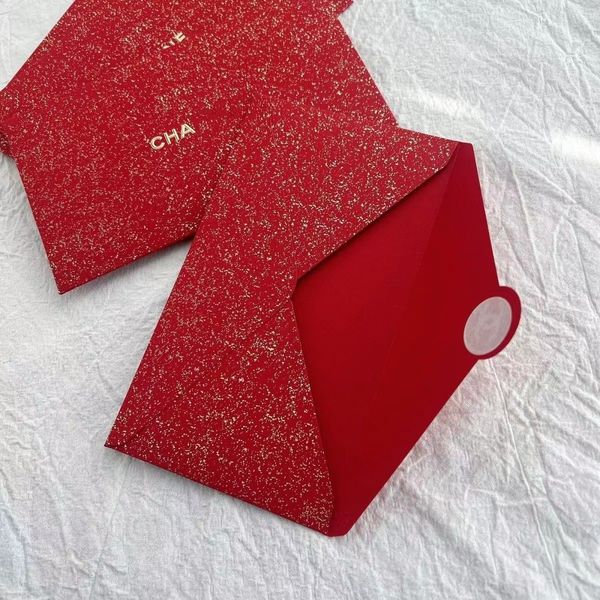 Rote Designer-Grußkarte, Papiertüte, goldener Buchstabe, Logo, Neujahr, roter Umschlag, Geschenk, Hochzeitseinladung, Muschel, Li Shi-Tasche