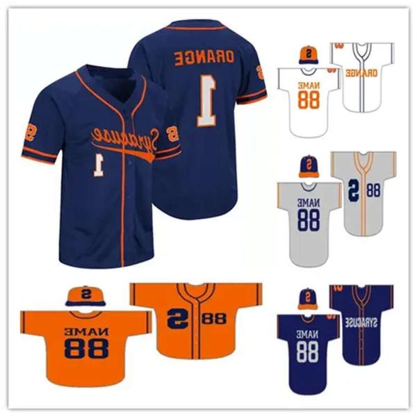 NCAA Custom College Syracuse Orange Baseball Jerseys Qualquer Nome Número Costurado Camisas Tamanho S-4Xl Branco Laranja Puple Marinho G Alto