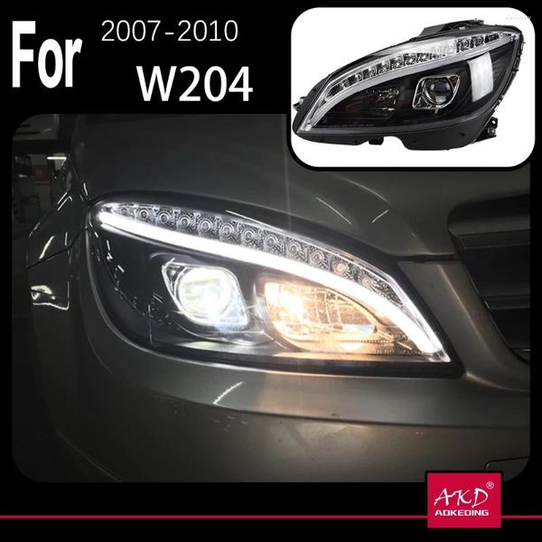 Aydınlatma Sistemi AKD Araba Stil Baş Lambası Benz W204 Farlar 2007-2010 C300 C260 C200 LED Far Drl Hid Bi Xenon Otomatik Aksesuarlar