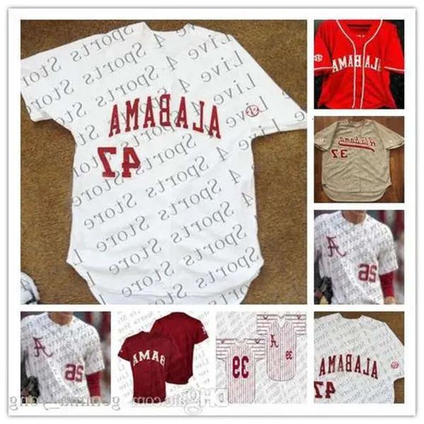 Maglia da baseball personalizzata NCAA Alabama Crimson Tide COLLEGE da uomo Jimmy Nelson Alex Avila Mikey White Cody Henry Jett Manning Alabama Shi High