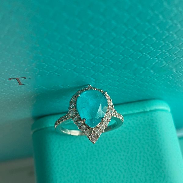 Anello di design, anelli di gioielli di lusso, anelli per donne, anello con zaffiro a forma di cuore, semplice, alla moda, buono con il regalo di compleanno dei gioielli della fidanzata