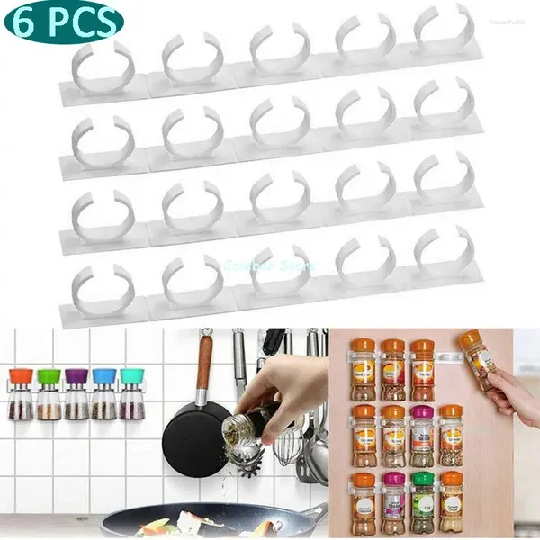 Küche Lagerung Gewürz Flasche Clips Rack Wand Halterung Klebe Gläser Clip Schrank Organizer Tür Haken Halter