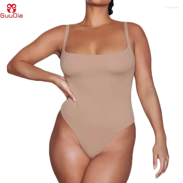 GUUDIA Intimo Modellante da Donna Super Elastico Elastico Shapewear Perizoma Body Shaper per Il Corpo Controllo della Luce Cavallo Aperto Collo Quadrato