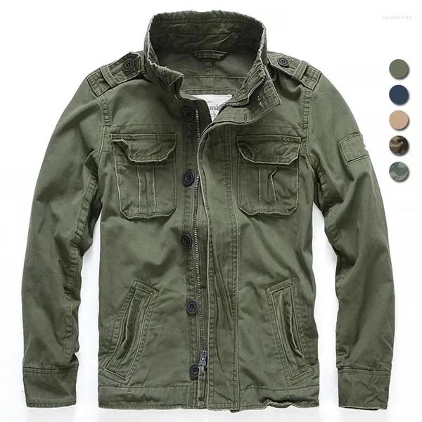 Herrenjacken Männer Militärjacke M65 Denim Retro Cargo Jacken Outdoor Multi Taschen Camo Tops Feld Lässige Mode Wandermäntel Uniform