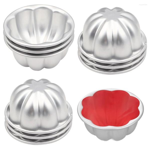 Moldes de cozimento 10 Pçs/set Pudim Cup Moldes Mini Fluted Cake Pans 3.7-Polegada Antiaderente Jelly Fast Heat-Up Liga de Alumínio