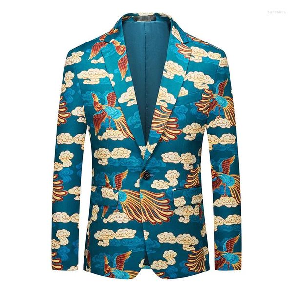 Männer Anzüge Lucky Cloud Gedruckt Blazer Jacke Männer Nachtclub Prom Anzug Kostüm Homme Bühne Kleidung Für Sänger Plus Größe m-XXXXXXL