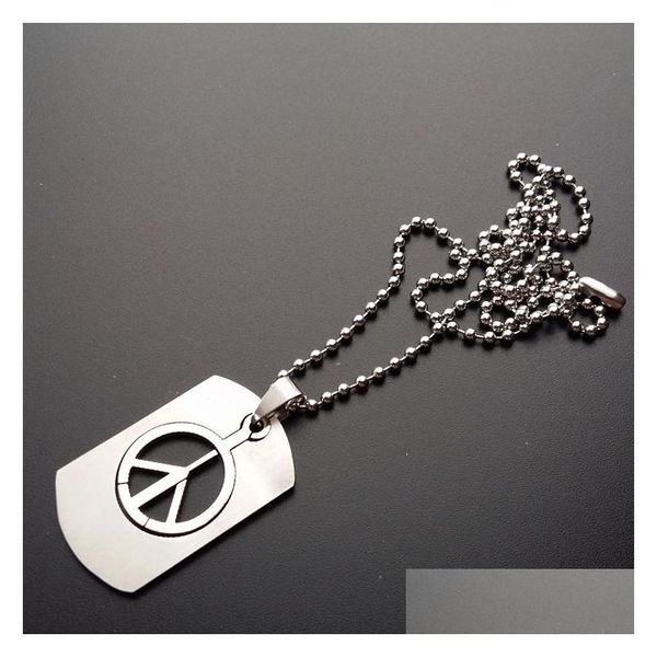 Anhänger Halsketten Edelstahl Halskette Mode Jungen Lange Kette Anti-Krieg Friedenszeichen Symbol Anhänger Halsketten Drop Lieferung Schmuck DHRB5