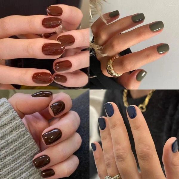 Unhas Falsas Francesas Cor Sólida Longo Quadrado Dicas de Unhas Cobertura Completa Destacável Falso Nials DIY