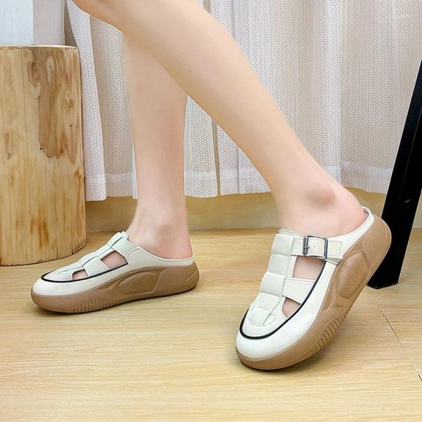 Scarpe eleganti Ciabatte Donna Estate 2024 Casual Fondo spesso Sandali punta chiusa Pantofola Donna Comfort Slip-on Mocassini Calzature Sandalias De Mujer