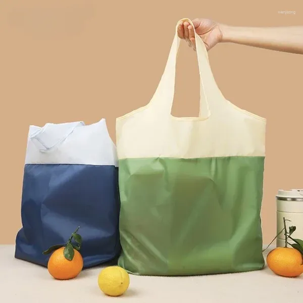 Depolama torbaları Büyük kapasiteli omuz katlanabilir çevre dostu süpermarket alışveriş çantası bakkal gıda paketi su geçirmez katlanır el çantası