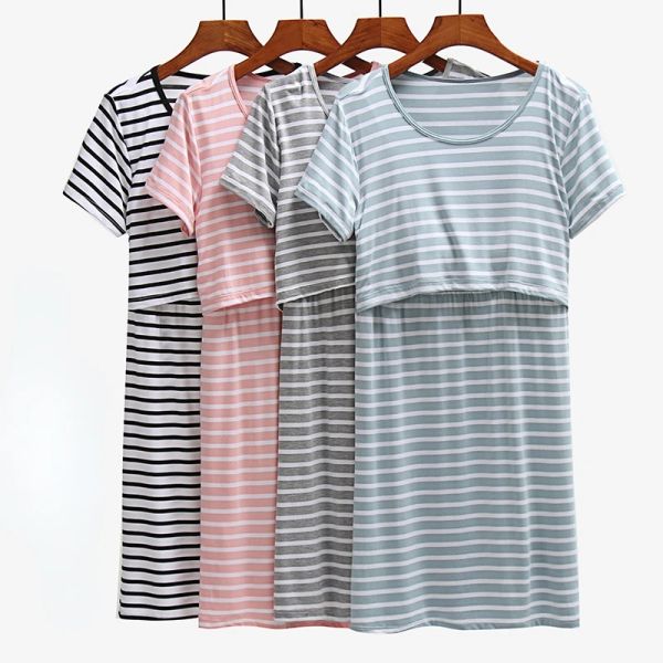 Vestidos de amamentação camisola fina casa saia modal pamas verão outing mulheres grávidas pós-parto vestido vestidos de maternidade roupas