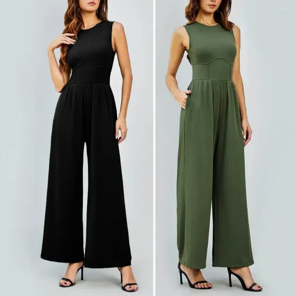 Lauf-Sets, Damen-Overall, stilvoller Damen-Overall mit weitem Bein und hoher Taille, Reißverschluss hinten für den Sommer, zum Pendeln oder zum eleganten Tragen