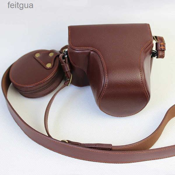 Kamerataschen-Zubehör, echtes echtes Leder, Tasche für Olympus PEN-F PEN F penf, mit Riemen, abnehmbarer Batterie-Design, YQ240204