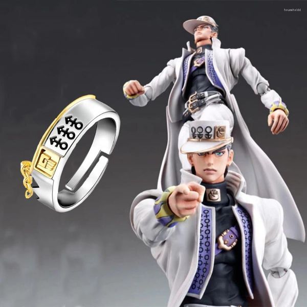 Küme halkaları anime jojo's tuhaf macera havalı figür kujo jotaro ayarlanabilir açılış halkası unisex cosplay pervane aksesuarları hediye