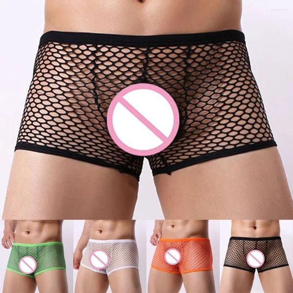 Unterhosen Männer Fischnetz Unterwäsche Transparent Sexy Bequeme Höschen Homosexuell Kleidung Sissy Männliche Intime Dessous