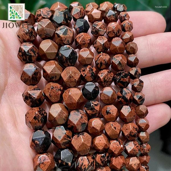 Pedras preciosas soltas pedra natural suave facetado mogno obsidiana jaspers espaçadores contas para fazer jóias pulseira diy 14 