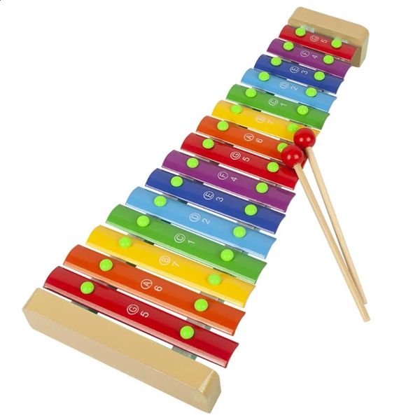 Baby Kinder Holz Xylophon 15 Töne Klavierspielzeug Musikinstrument 2 Schlägel 240124