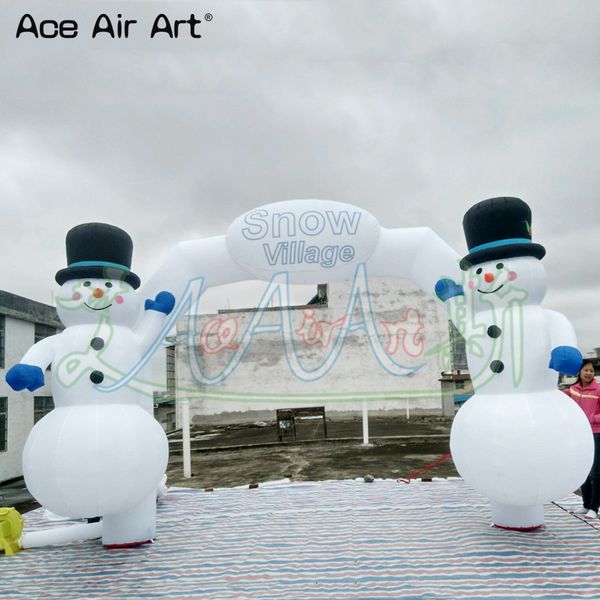 Atacado criativo projetado led ao ar livre inflável boneco de neve arco festival de natal decoração do feriado arco com desconto
