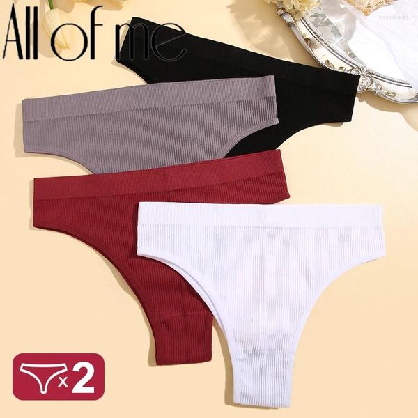 Kadın Panties 2pcs/Set Sexy Thong iç çamaşırı G-String kadın kesintisiz brifingler iç çamaşırı t-back brezilyalı pantys