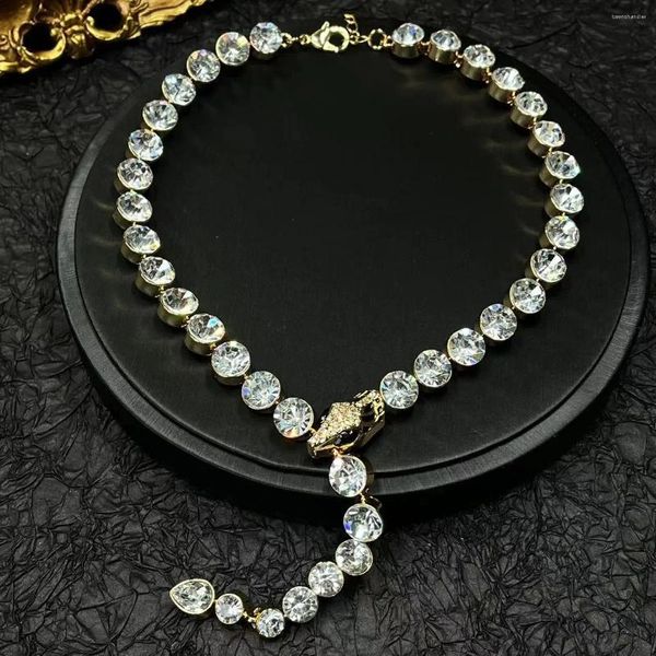 Anhänger Halsketten Europäische und amerikanische Vintage große Strass Y-förmige lange leichte Luxus personalisierte Halskette