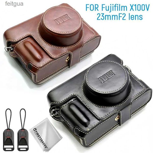 Аксессуары для сумки для фотоаппарата, чехол для цифровой камеры из искусственной кожи с ремешком для Fujifilm Fuji X100 V X100V YQ240204