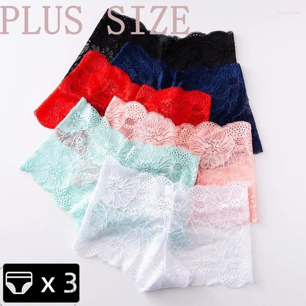 Kadın Panties 3pcs Dantel Artı Beden Seksi Kadın iç çamaşırı Yumuşak Pantie High Bel Nefes Alabaş Lingeries Sport Brifs