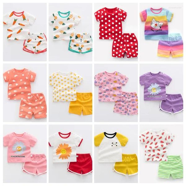 Комплекты одежды, одежда для маленьких девочек, летние хлопковые топы с принтом кота для мальчиков и девочек, шорты