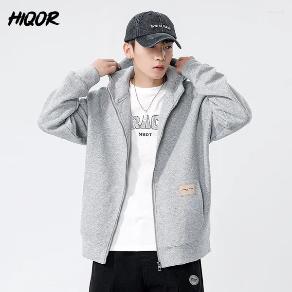 Erkek Hoodies Hiqor kapüşonlu gömlek Sonbahar Katı Zip Up Fashion Basit Japon Y2K Sweatshirt Erkekler Klasik Hırdi için