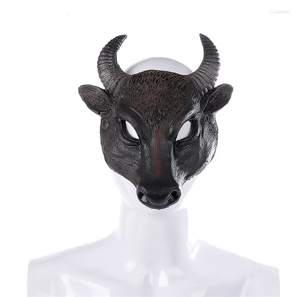 Articoli per feste Halloween Testa di toro Maschera in lattice Cosplay Adulto Realistico Tridimensionale Bufalo Puntelli Animale