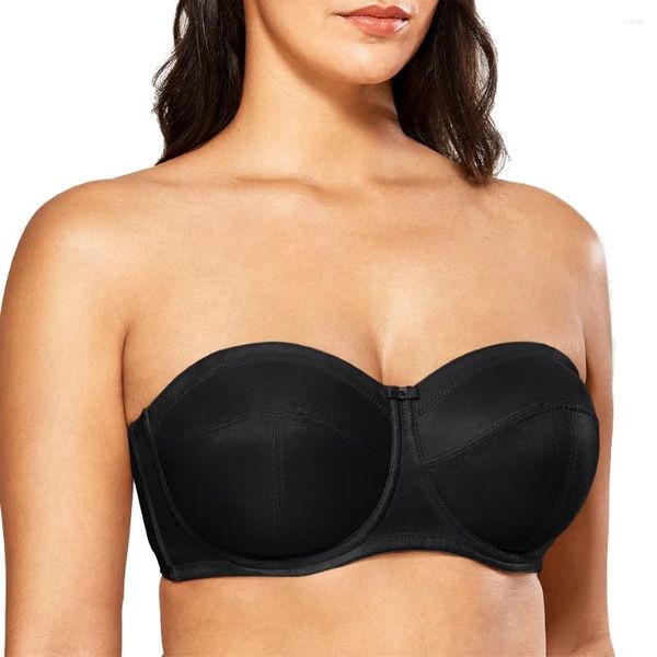 BRAS Kadın Brassiere Straplez Minimatör artı Sütyen Boyu Destek Paded Olmayan Femme Bralette B C D E F G Kupa