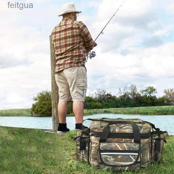 Kamerataschenzubehör Camouflage Fisherman Deluxe Tackle Bag Große Einzelschulter-Reisetasche für die Jagd Angeln Outdoor Camping YQ240204
