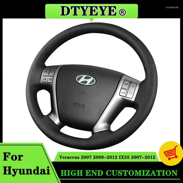 Lenkradabdeckungen Autozubehörabdeckung für Hyundai Veracruz IX55 2007-2012 Maßgeschneiderte DIY echtes Ledergeflecht