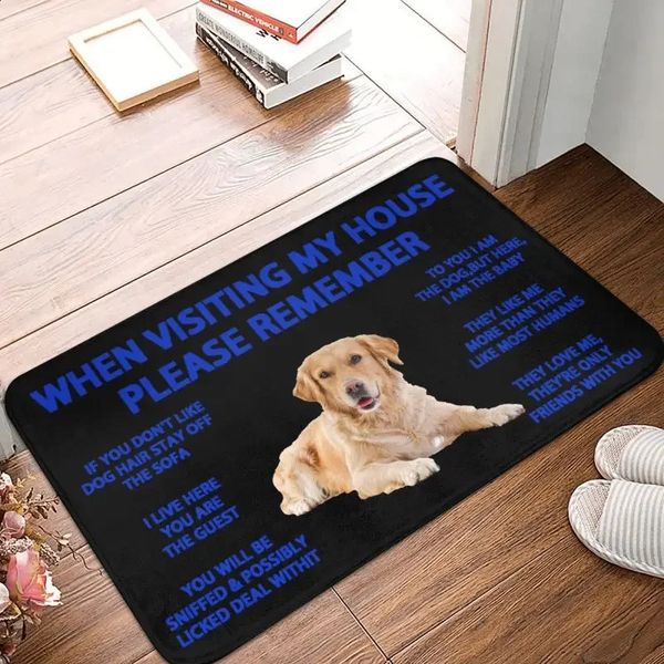 Personalizado golden retriever capacho tapete antiderrapante bonito cão cozinha banheiro quarto tapete 40*60cm 240129