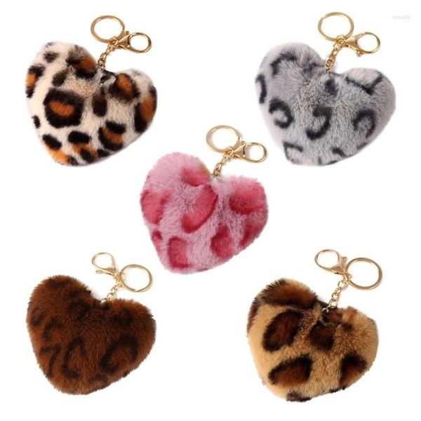 Portachiavi Love Fur Ball Portachiavi Stampa leopardata Love-Peluche Borsa Ciondolo Moda All-match Capelli Piccoli regali