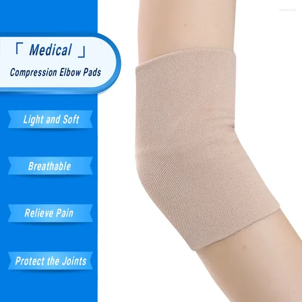 Ginocchiere 1 paio compressione medica supporto gomito sport elastici corsa ciclismo sollievo dalla fatica nylon traspirante beige protezione articolare per palestra