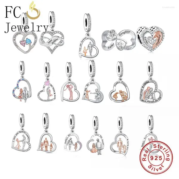 Свободные драгоценные камни FC Jewelry Fit Оригинальный браслет для очарования 925 Серебряный папа и дочь Я люблю тебя бусинка для того, чтобы сделать женщины День рождения День отца