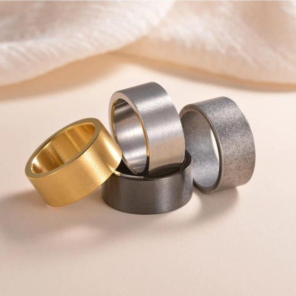 Cluster Anéis Moda Jóias Suave 10mm Largura Plana Homem Negro Casal Homens Mulheres Presentes de Aniversário