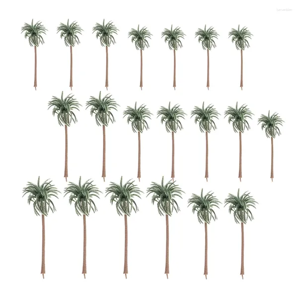 Dekoratif çiçekler 20 adet mini palmiye ağacı ağaçları minyatür modeller demir tel kum masası plastik manzara bitki dekor