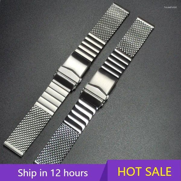 Uhrenarmbänder 20 mm 22 mm Edelstahlarmband passend für die meisten Flat-Interface-Uhren Bamboo Shark Mesh Integriertes Ersatzzubehör