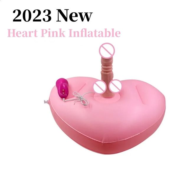 Herzförmiger, aufblasbarer Kissen-Pistolenständer-Masturbator, kann mit einem männlichen und weiblichen Dualuse-Sexspielzeug für Erwachsene 240202 ausgestattet werden