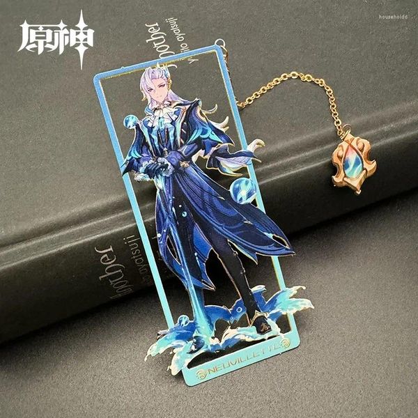 Anahtarlıklar Genshin Etkisi Neuvillette Wriothesley Furina Nahida Lyney Wanderer Zhongli Anime Oyunu Telafi Metal Bookmark Collection