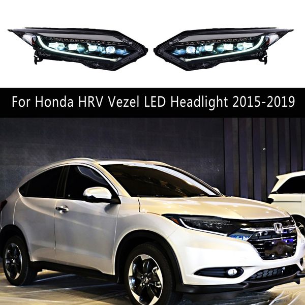 Передняя фара H-RV, автозапчасти для Honda HRV Vezel, светодиодная фара в сборе 15-19 DRL, дневные ходовые огни, стример, индикатор указателя поворота