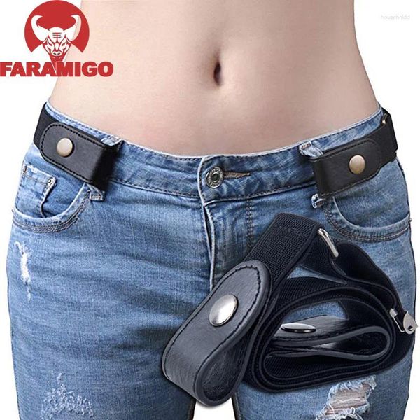 Kemerler Faramigo Jeans Kadın Punk Stil Tok-Free Kemer Elbise Bayanlar İnce Spor Trendi Rahat Elastik Toka Yok