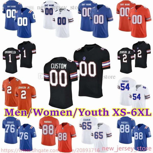 Benutzerdefinierte Xs-6Xl NCAA Florida Gators Fußballtrikot 15 Graham Mertz 6 Shemar James 2 Eugene Wilson III 20 Treyaun Webb Marcus Burke Etienne High High 0