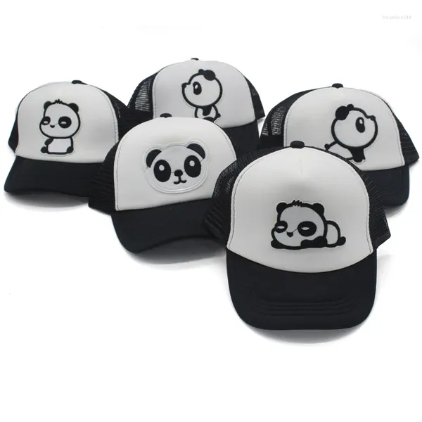 Top Caps Yaz Karikatür Panda Desen Net Kapağı Çocuklar İçin Çocuklar Örümbütü Beyzbol Casquette 5 Panel Snapback Gorras Sunhat Güneşlik Şapkası